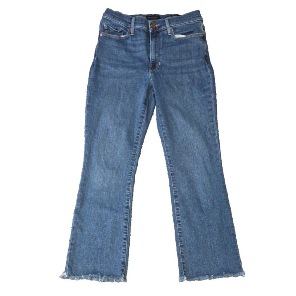 Banana Republic Premium Denim Midrise Crop Flare Size 27 Women Fray